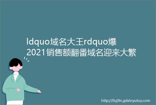 ldquo域名大王rdquo爆2021销售额翻番域名迎来大繁荣时代